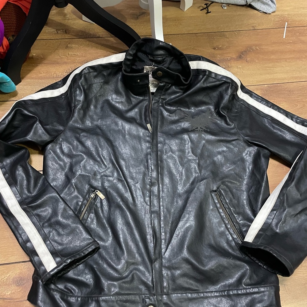 Vintage Toxic Hazard Faux leather riding jacket